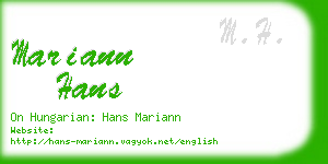 mariann hans business card